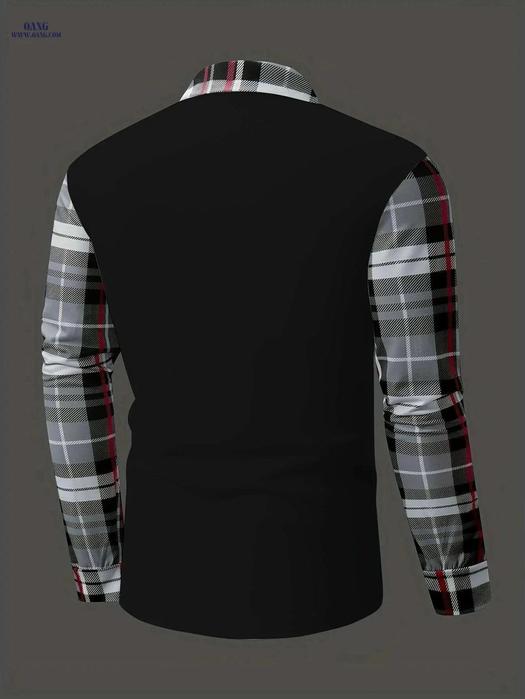 Men's Casual Plaid Long Sleeve Shirt - Polyester Button-Up for Fall   OAXG White / S