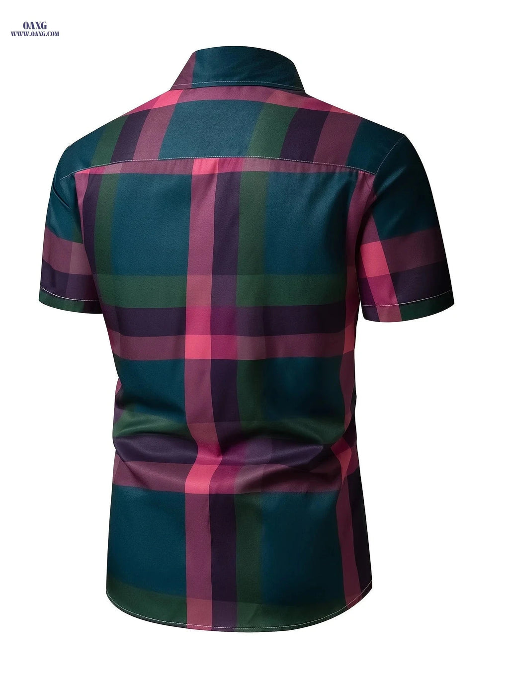 Men's Casual Plaid Shirt - Short Sleeve, Breathable Summer Style   OAXG Red / FR S