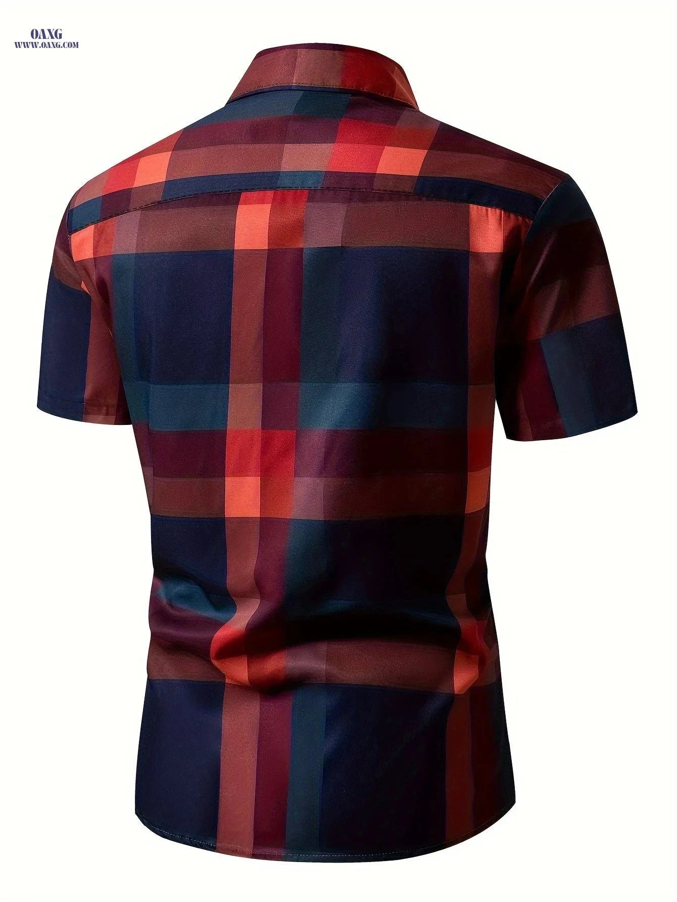 Men's Casual Plaid Shirt - Short Sleeve, Breathable Summer Style   OAXG Red / FR S