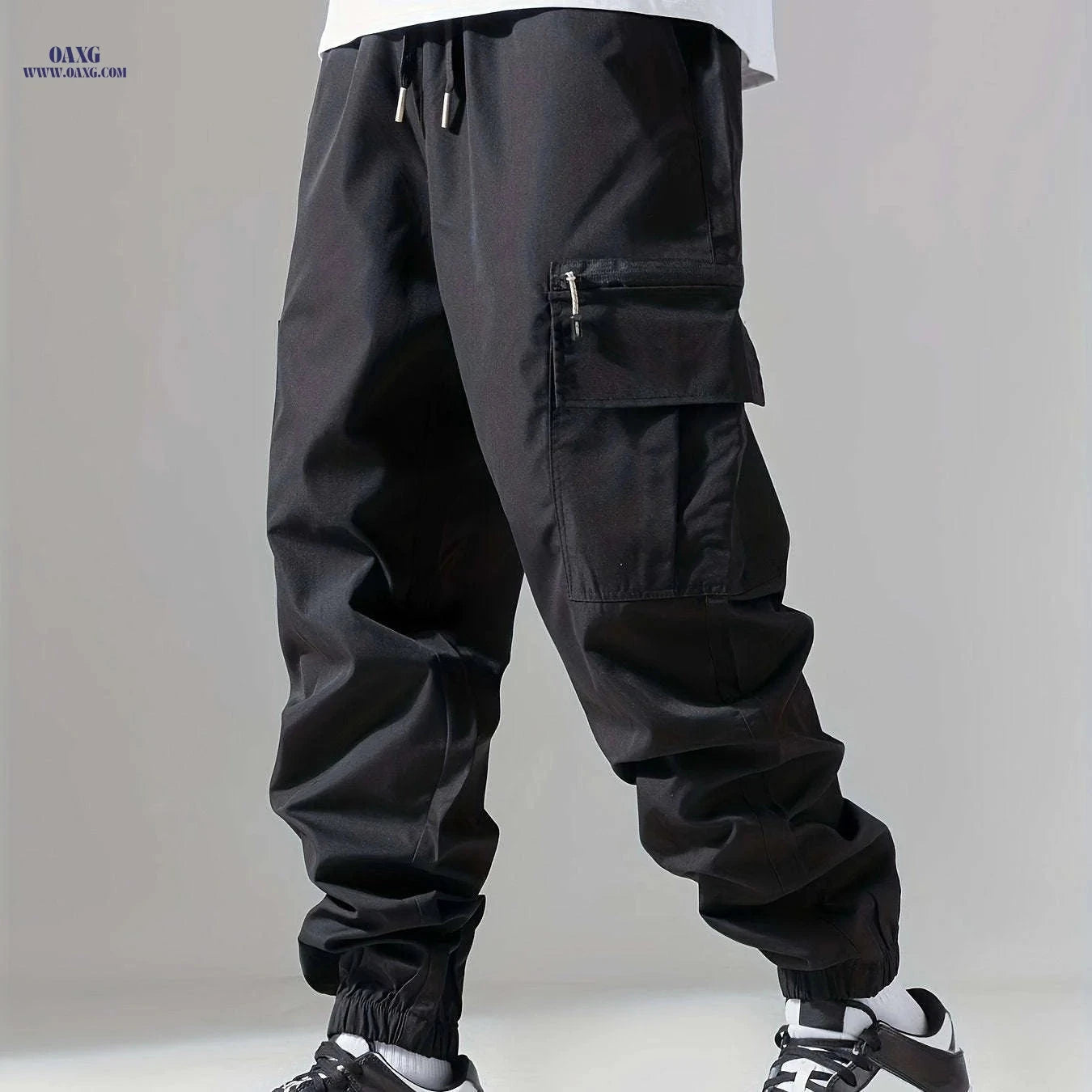 Men's Casual Polyester Overalls - Solid Color, Regular Fit, Pockets   OAXG 