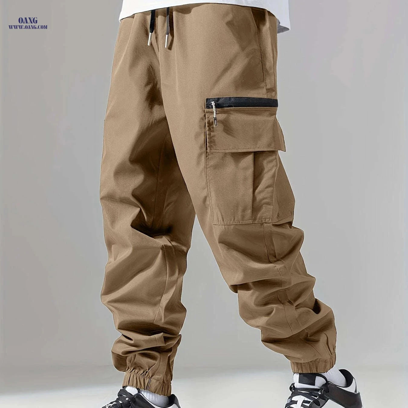 Men's Casual Polyester Overalls - Solid Color, Regular Fit, Pockets   OAXG grey / FR S