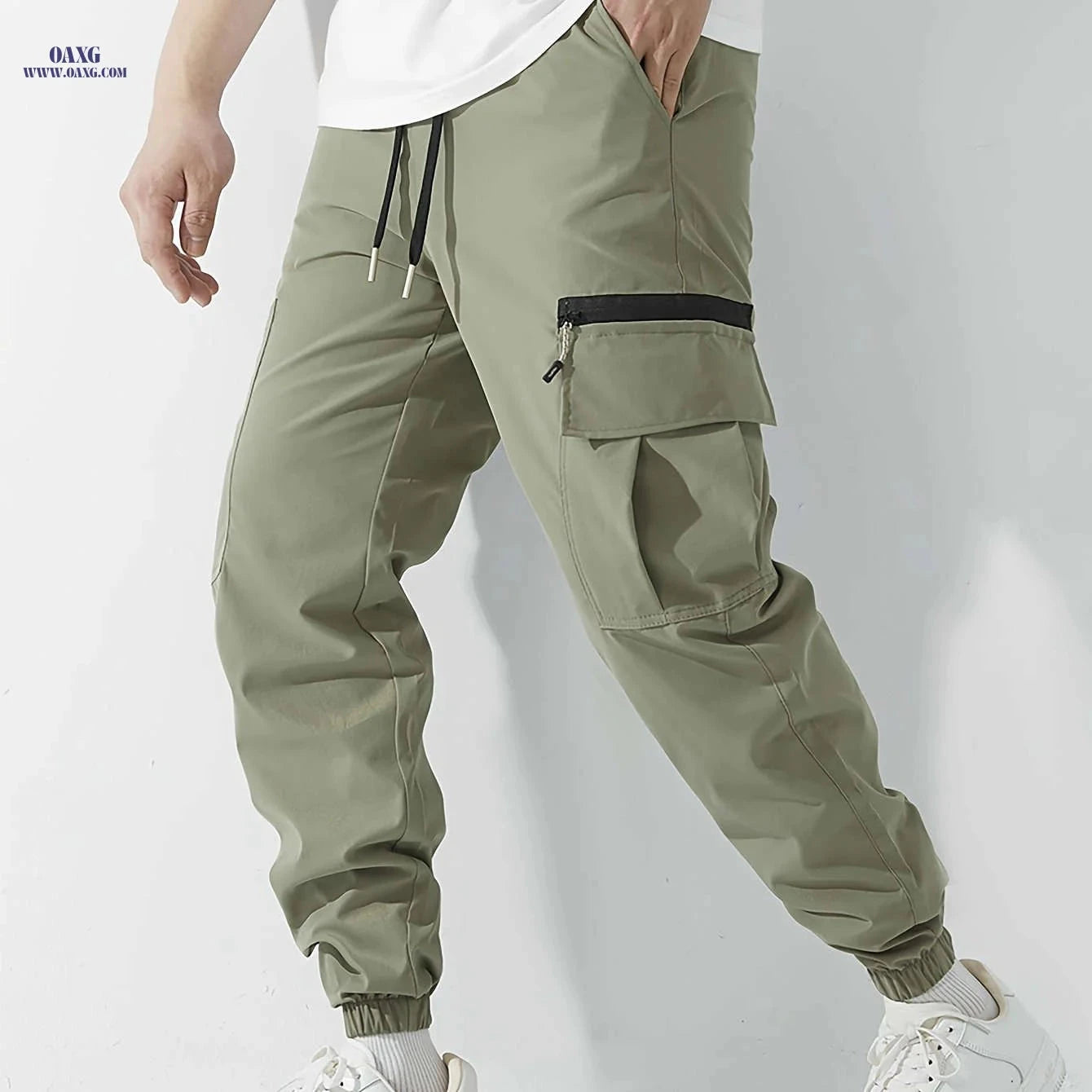 Men's Casual Polyester Overalls - Solid Color, Regular Fit, Pockets   OAXG grey / FR S