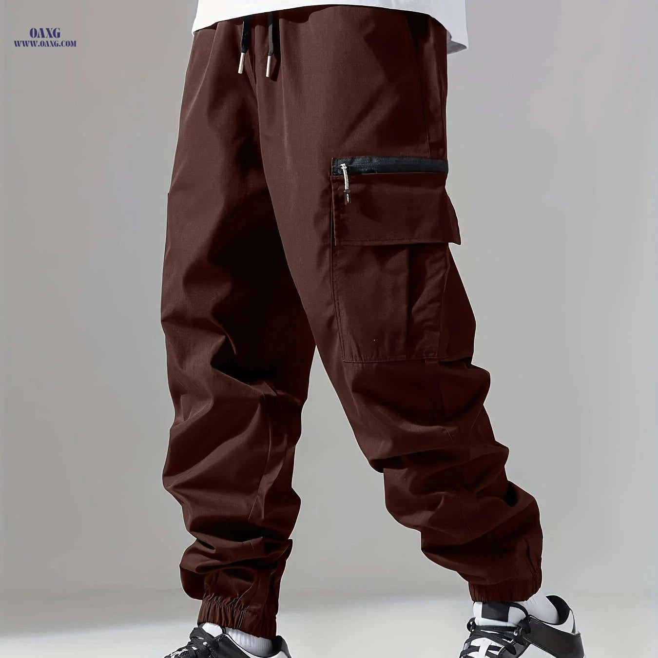 Men's Casual Polyester Overalls - Solid Color, Regular Fit, Pockets   OAXG 