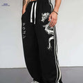 Men's Casual Print Joggers - Comfortable Polyester with Pockets   OAXG Black / S