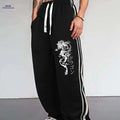 Men's Casual Print Sports Pants - Stylish Polyester Long Pants   OAXG Black / FR S