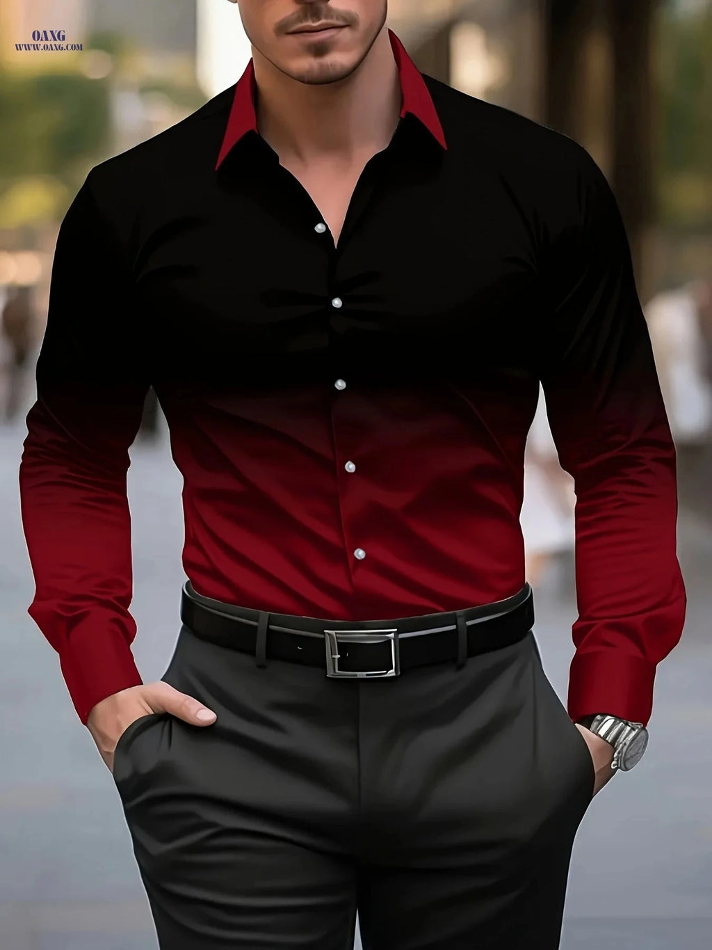 Men's Casual Printed Shirt - Breathable Button-Up for Spring & Autumn   OAXG 