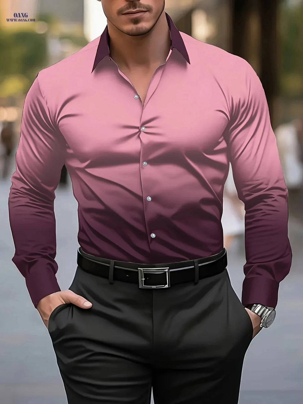 Men's Casual Printed Shirt - Breathable Button-Up for Spring & Autumn   OAXG 