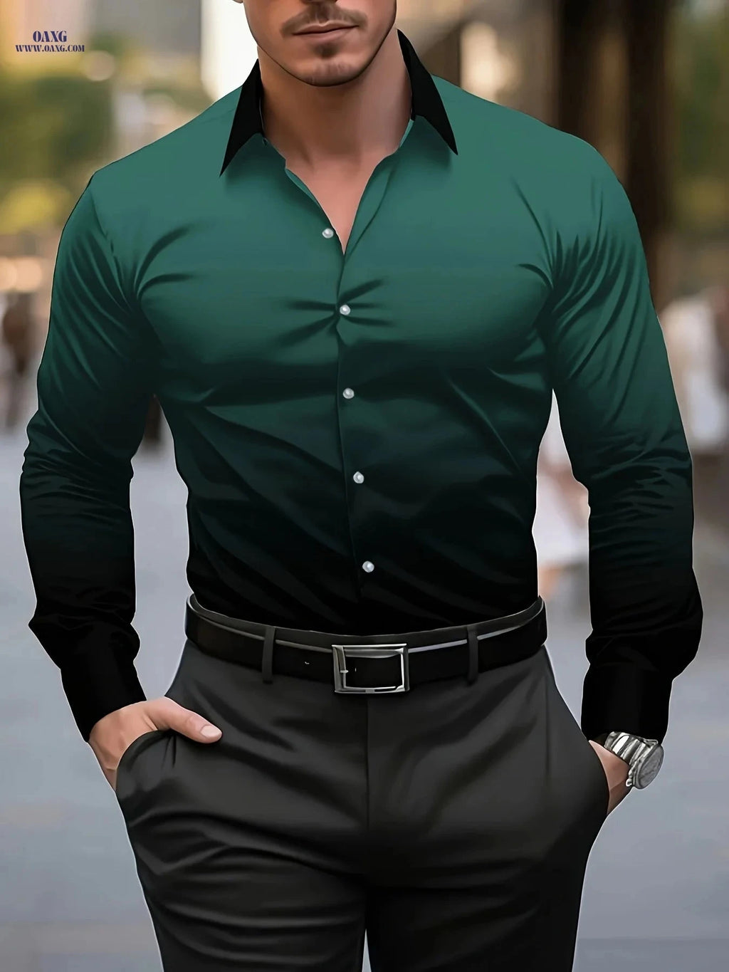 Men's Casual Printed Shirt - Breathable Button-Up for Spring & Autumn   OAXG Mixed colors / FR S