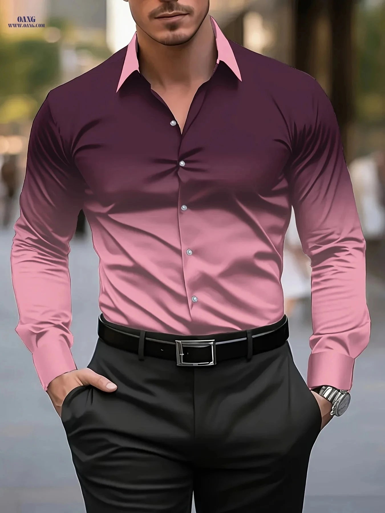 Men's Casual Printed Shirt - Breathable Button-Up for Spring & Autumn   OAXG Mixed colors / FR S