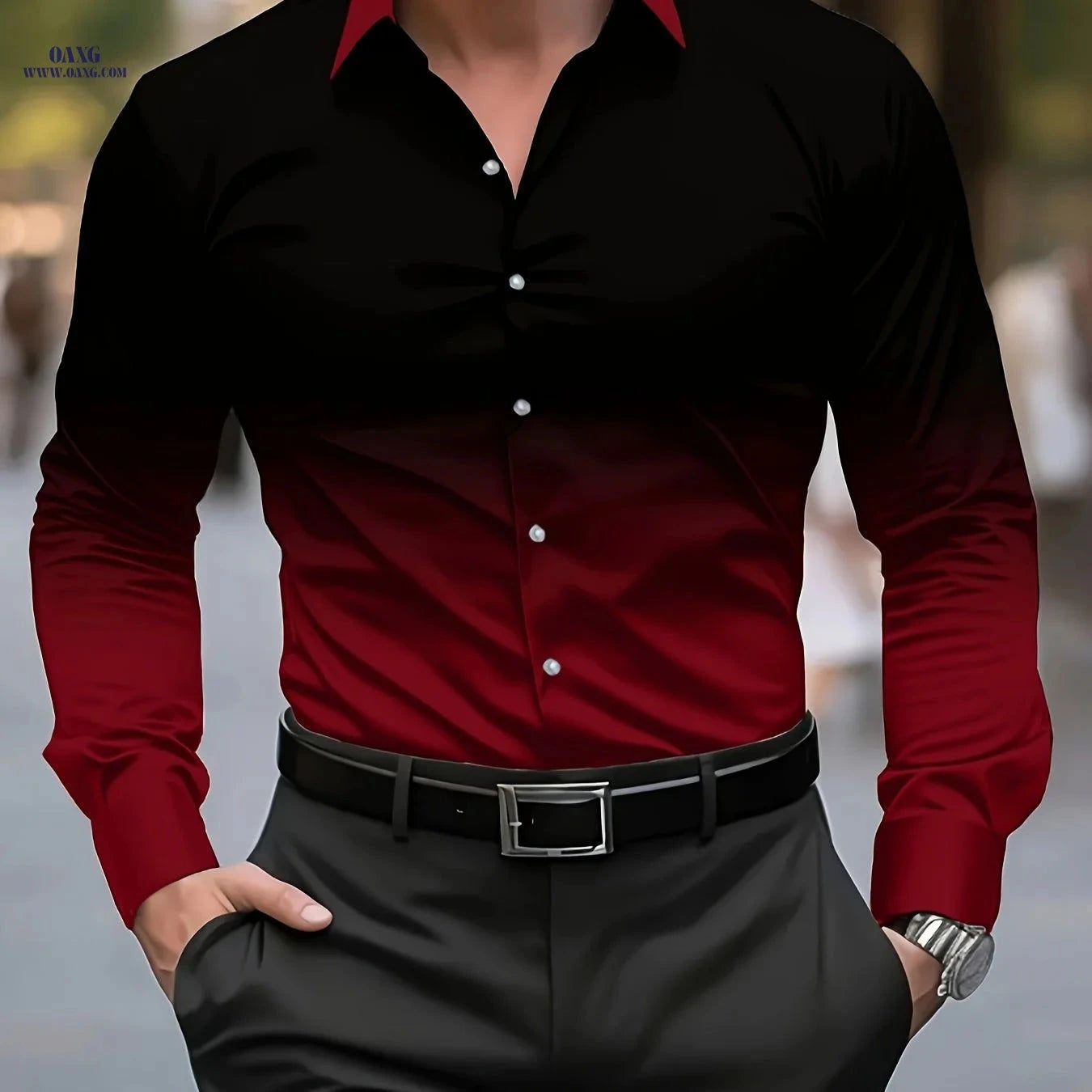 Men's Casual Printed Shirt - Breathable Button-Up for Spring & Autumn   OAXG Mixed colors / FR S