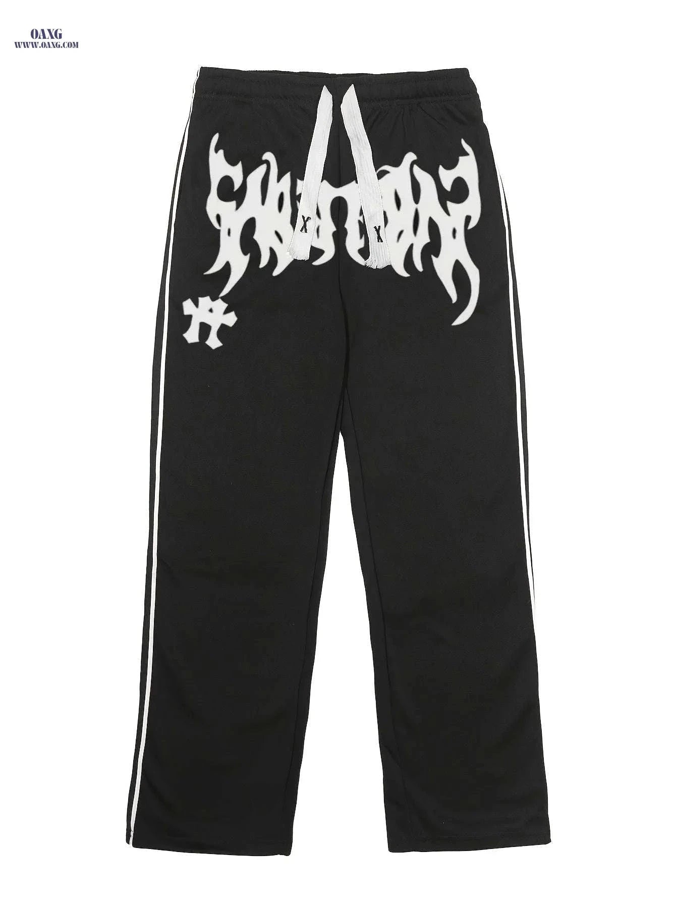Men's Casual Printed Sports Pants - Geometric Pattern, Regular Fit   OAXG Black / FR S