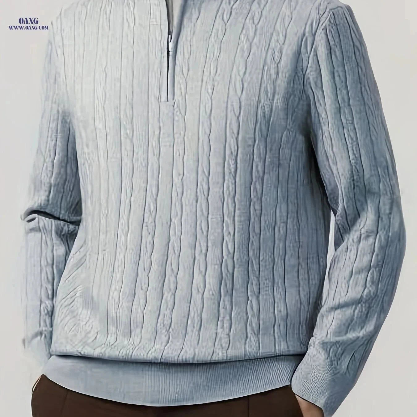 Men's Casual Pullover - Comfortable Half-Zip Knit for Fall/Winter   OAXG White / FR S