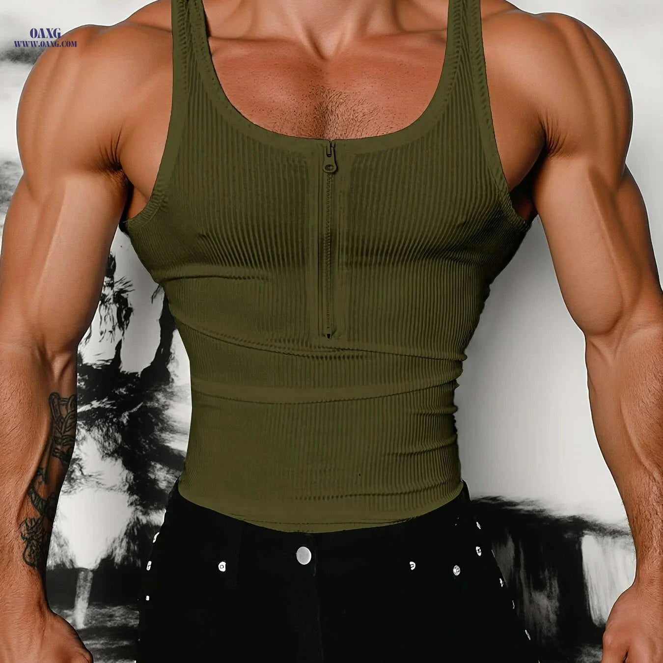 Men’s Casual Quarter Zip Vest - Slim Fit, Medium Stretch Polyester   OAXG 