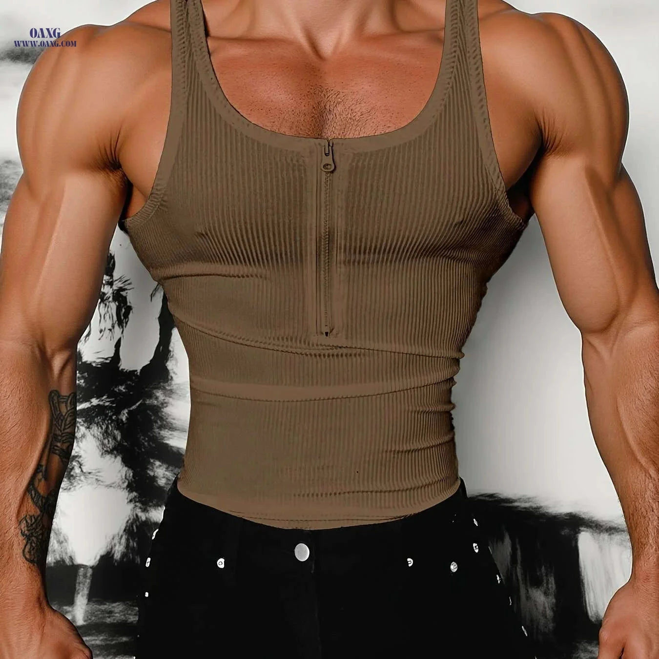 Men’s Casual Quarter Zip Vest - Slim Fit, Medium Stretch Polyester   OAXG Black / S