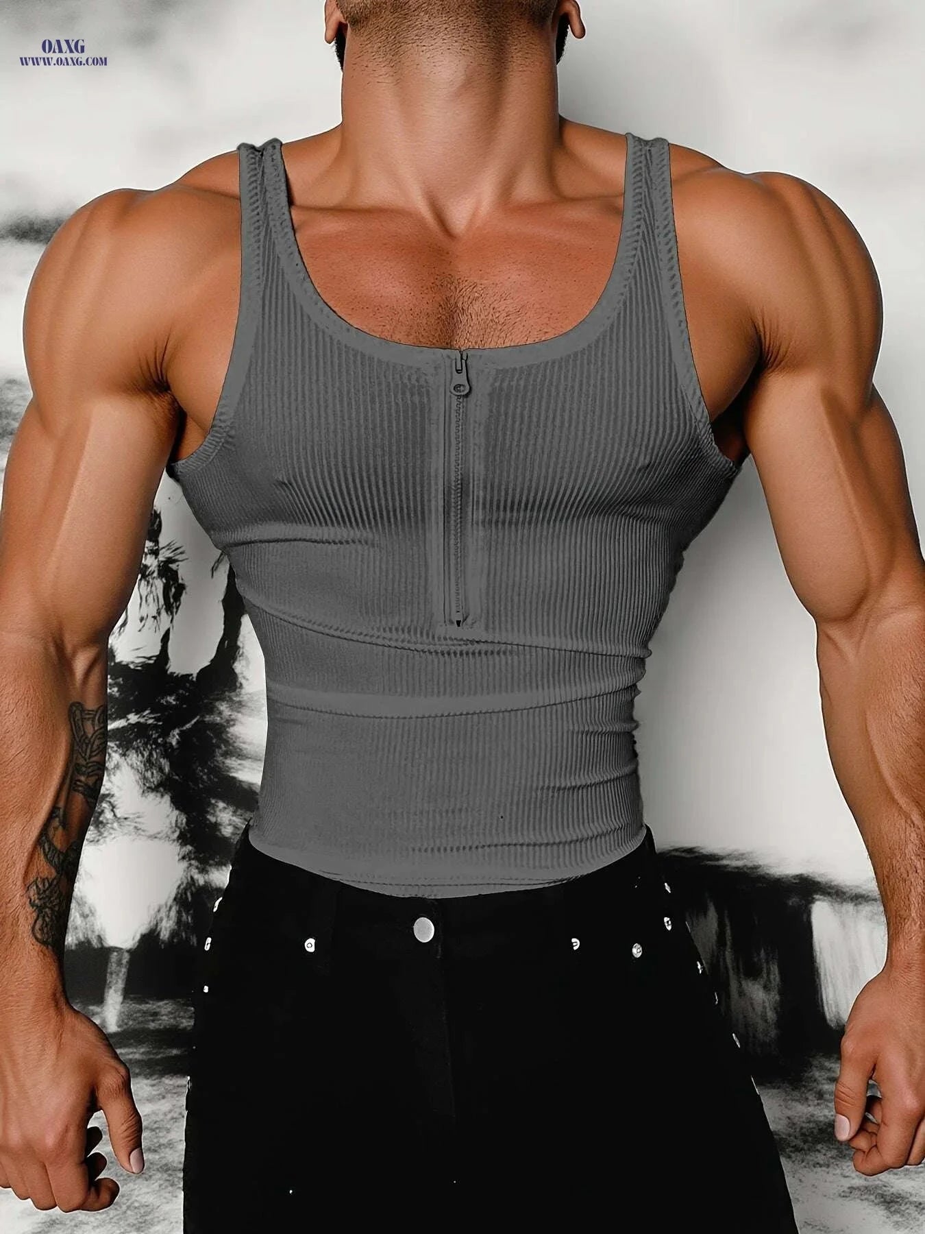 Men’s Casual Quarter Zip Vest - Slim Fit, Medium Stretch Polyester   OAXG Black / S