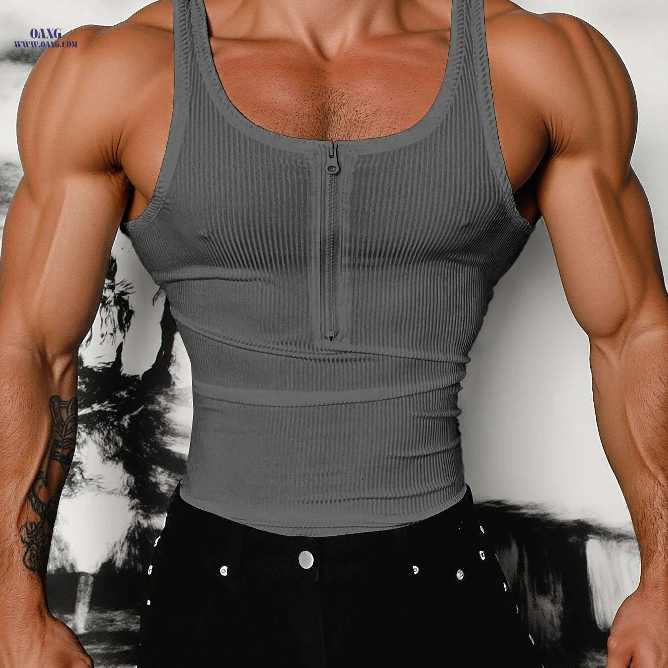 Men’s Casual Quarter Zip Vest - Slim Fit, Medium Stretch Polyester   OAXG Black / S