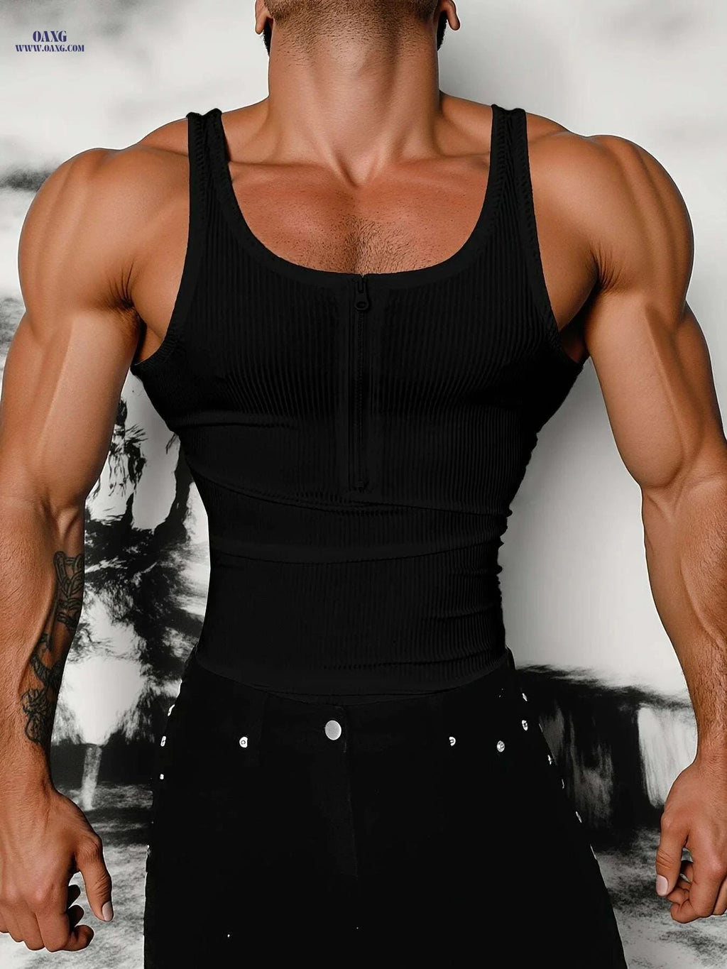 Men’s Casual Quarter Zip Vest - Slim Fit, Medium Stretch Polyester   OAXG Black / S