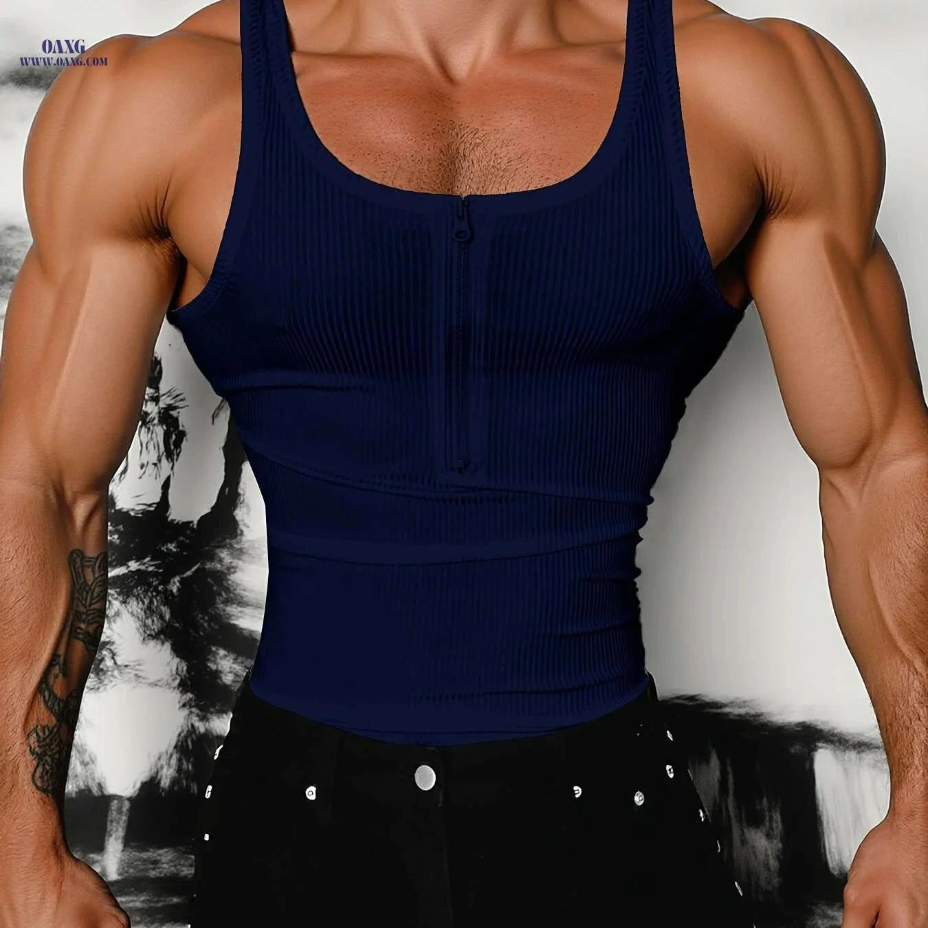 Men’s Casual Quarter Zip Vest - Slim Fit, Medium Stretch Polyester   OAXG Black / S