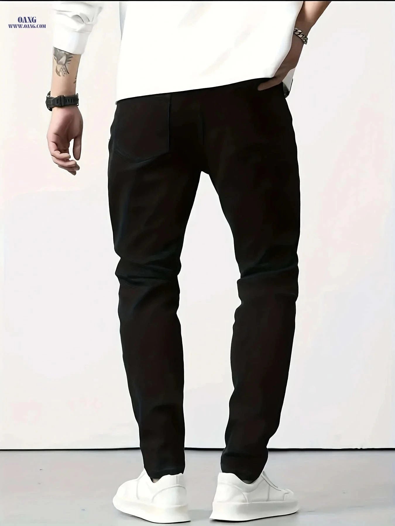 Men's Casual Ripped Slim-Fit High-Stretch Jeans - All-Season Style   OAXG 