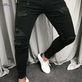 Men's Casual Ripped Slim-Fit High-Stretch Jeans - All-Season Style   OAXG Black / FR XXS