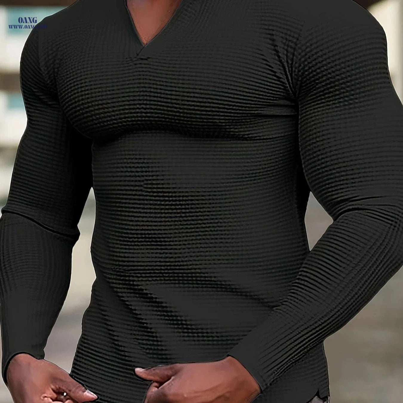 Men's Casual Running Henley - Long Sleeve Polyester Gym Top   OAXG 