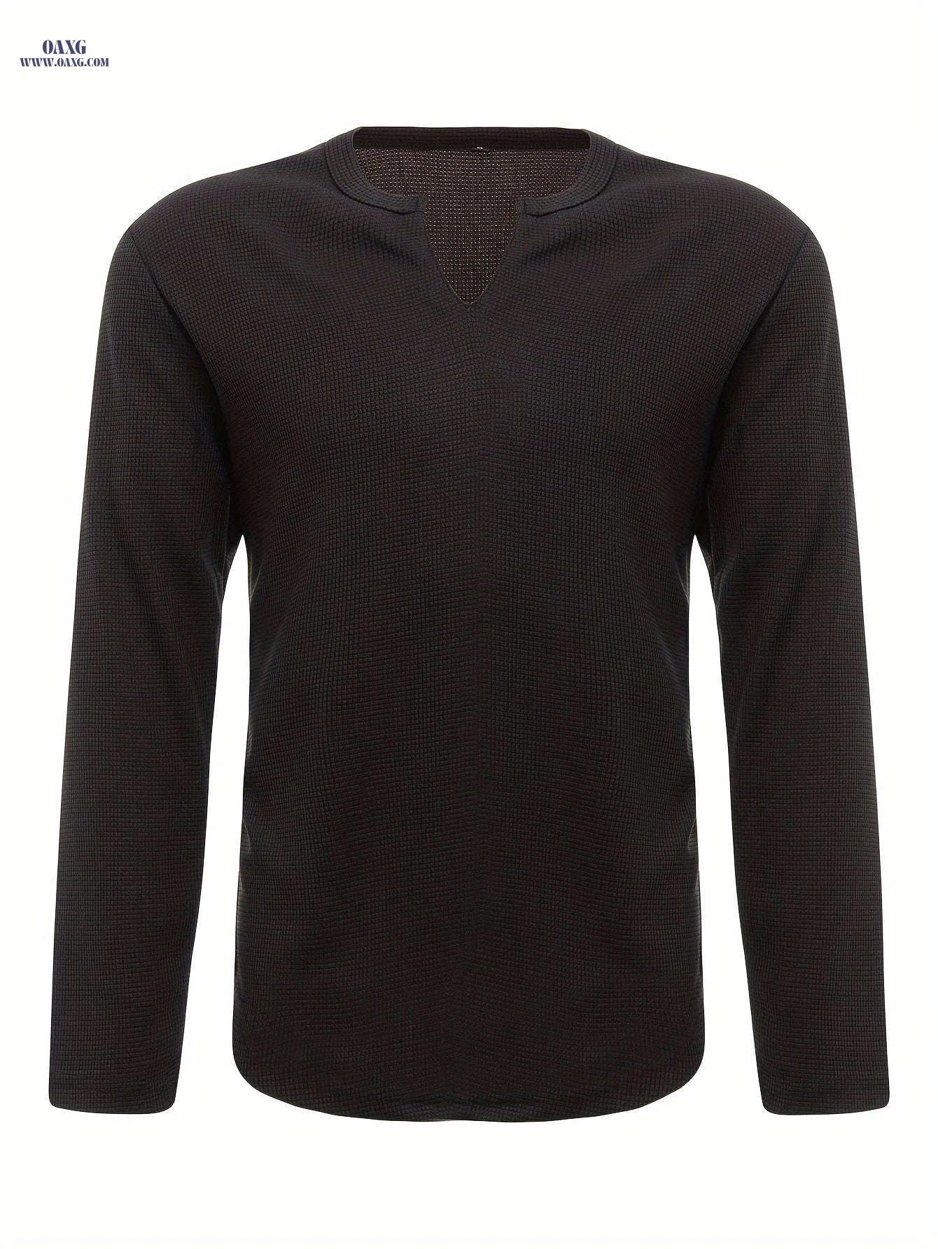Men's Casual Running Henley - Long Sleeve Polyester Gym Top   OAXG 