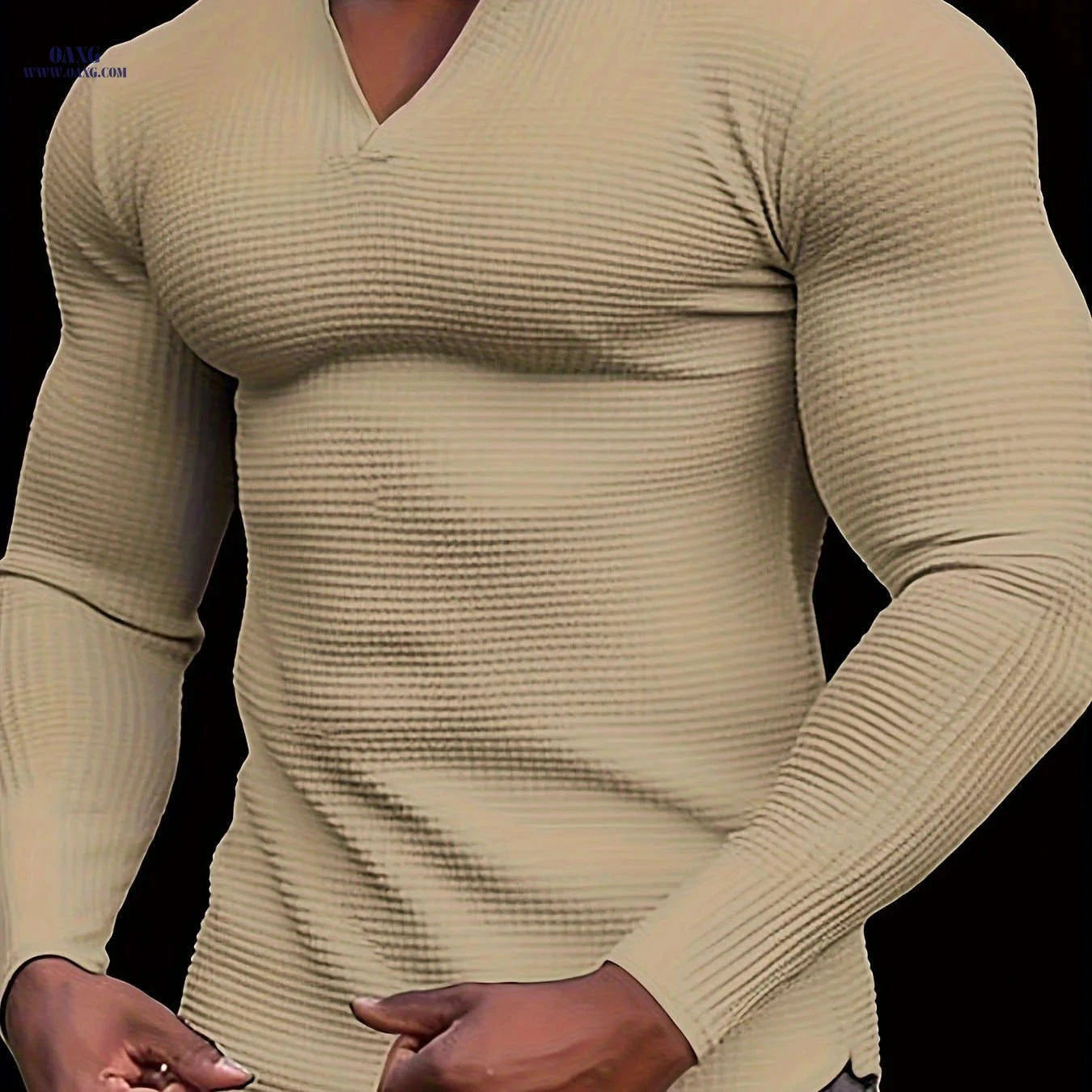 Men's Casual Running Henley - Long Sleeve Polyester Gym Top   OAXG White / FR S