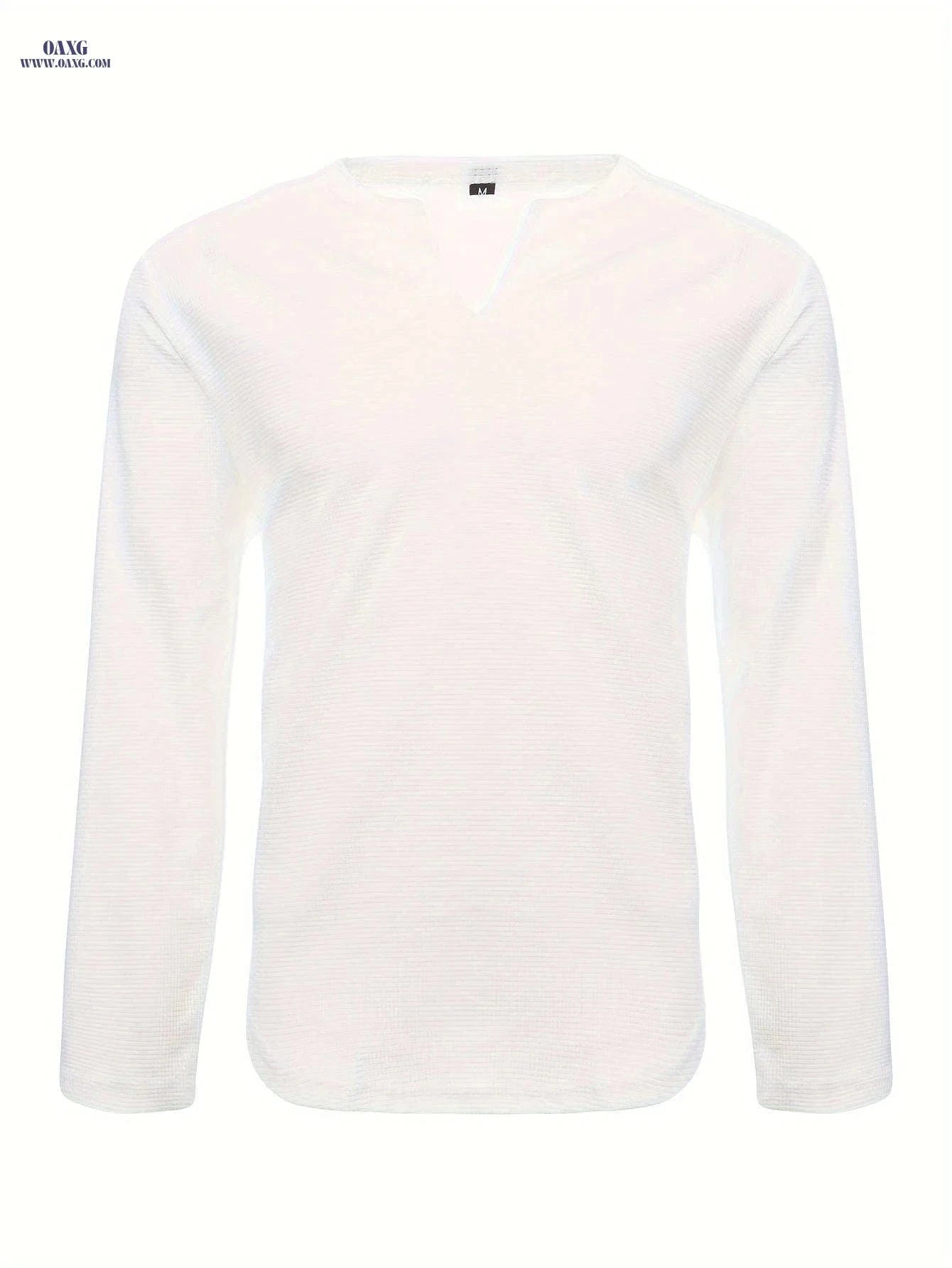 Men's Casual Running Henley - Long Sleeve Polyester Gym Top   OAXG White / FR S