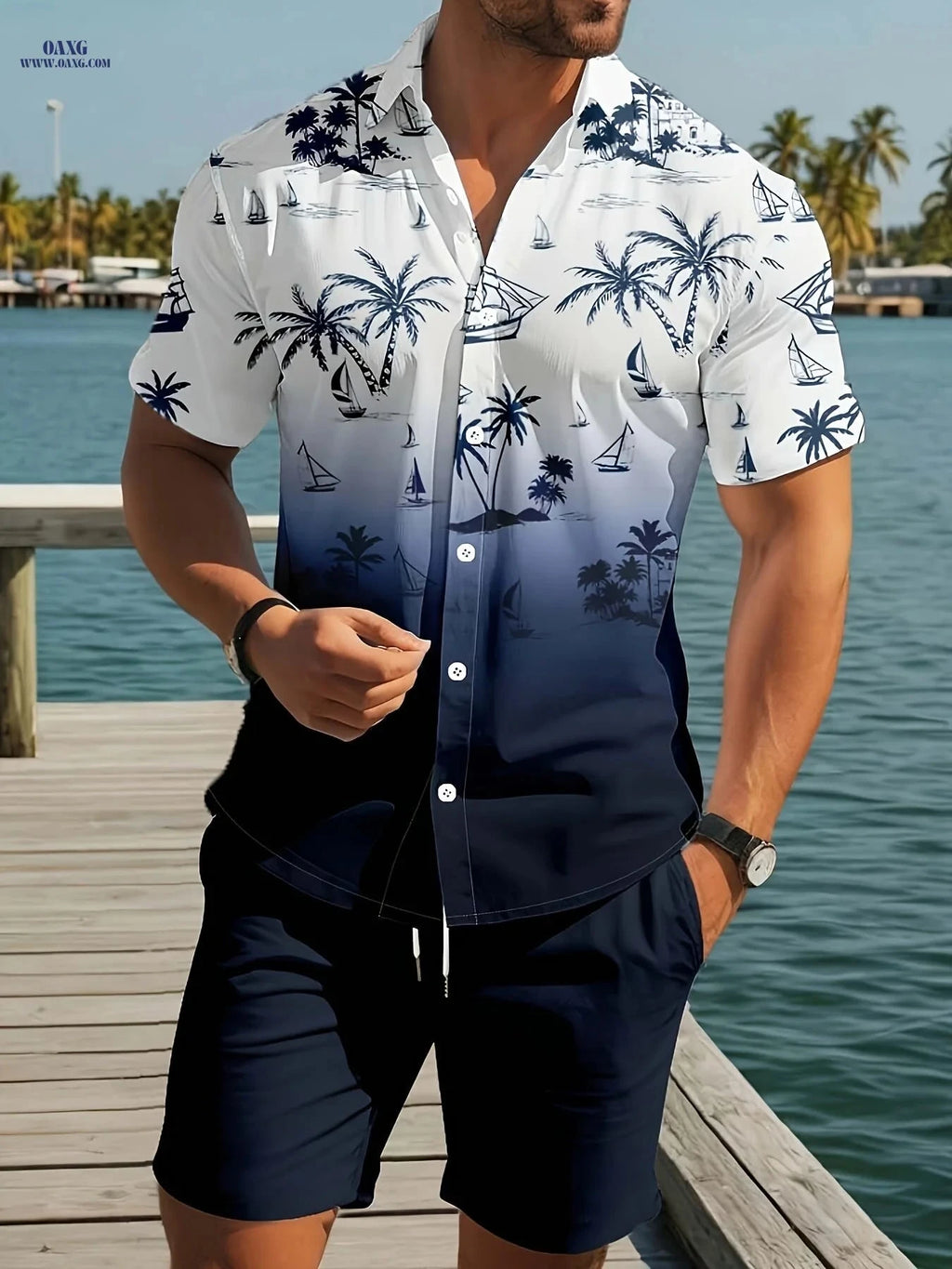 Men's Casual Shirt and Shorts Set - Comfortable Summer Wear   OAXG Mixed colors / FR S