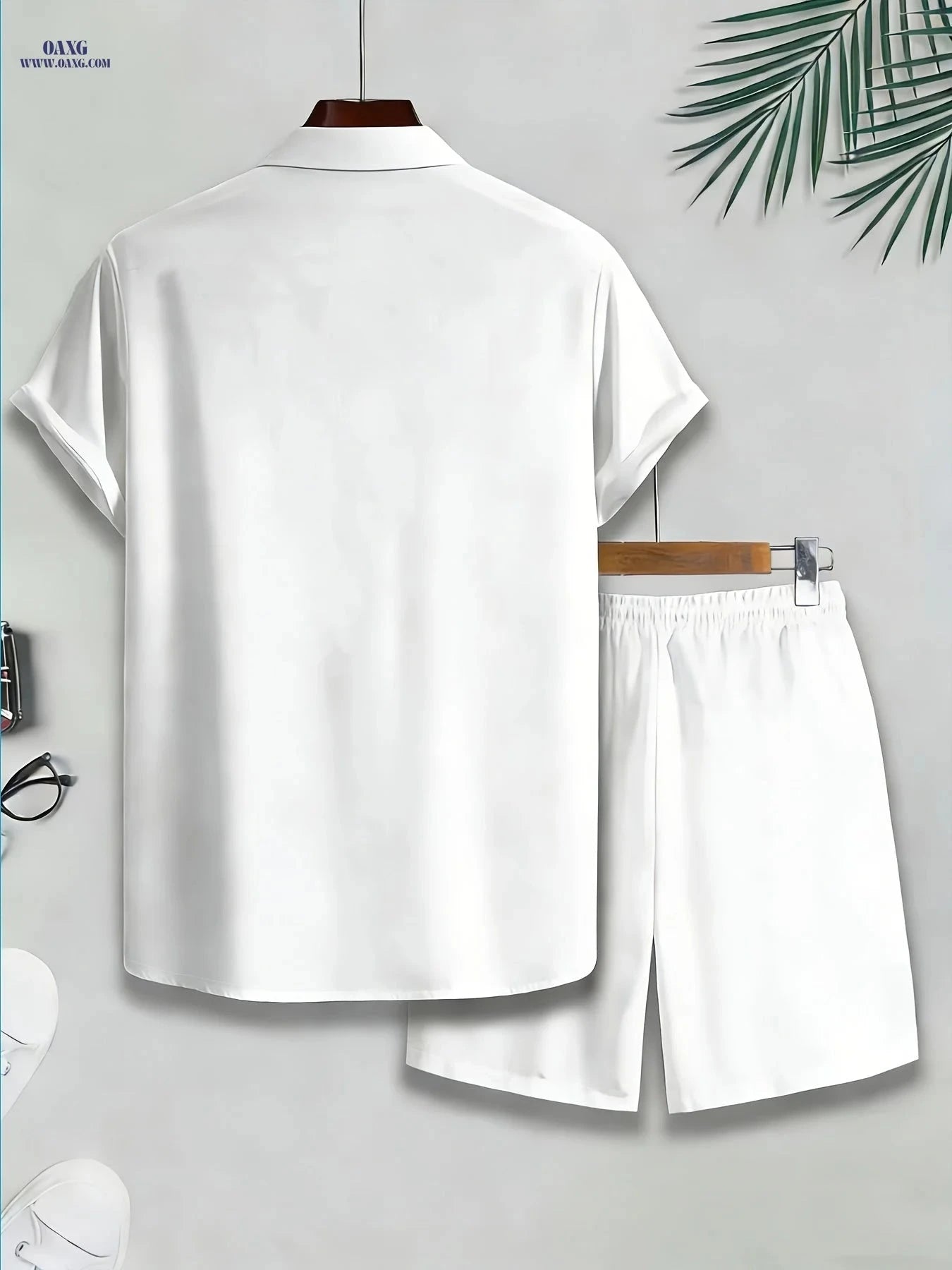Men's Casual Shirt and Shorts Set - Unique Pattern Outdoor Wear   OAXG Mixed Color / FR M