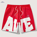 Men's Casual Short Pants - Woven Polyester, Regular Fit, Alphabet Pattern   OAXG Red / S