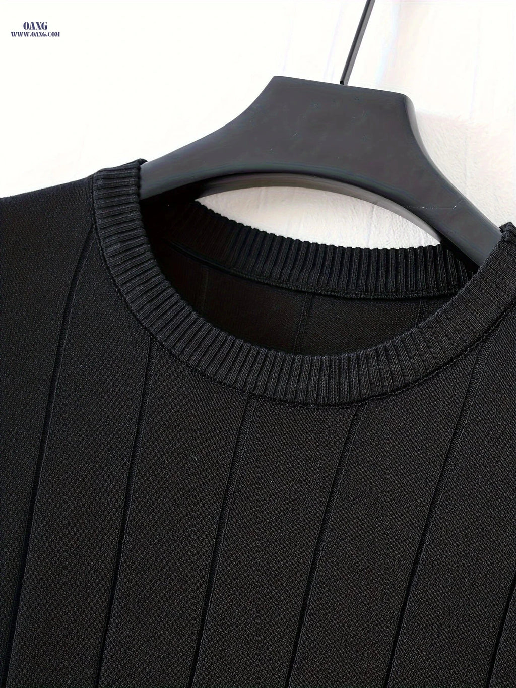 Men's Casual Short-Sleeve Knit Pullover - Textured Viscose for Summer   OAXG Black / FR S