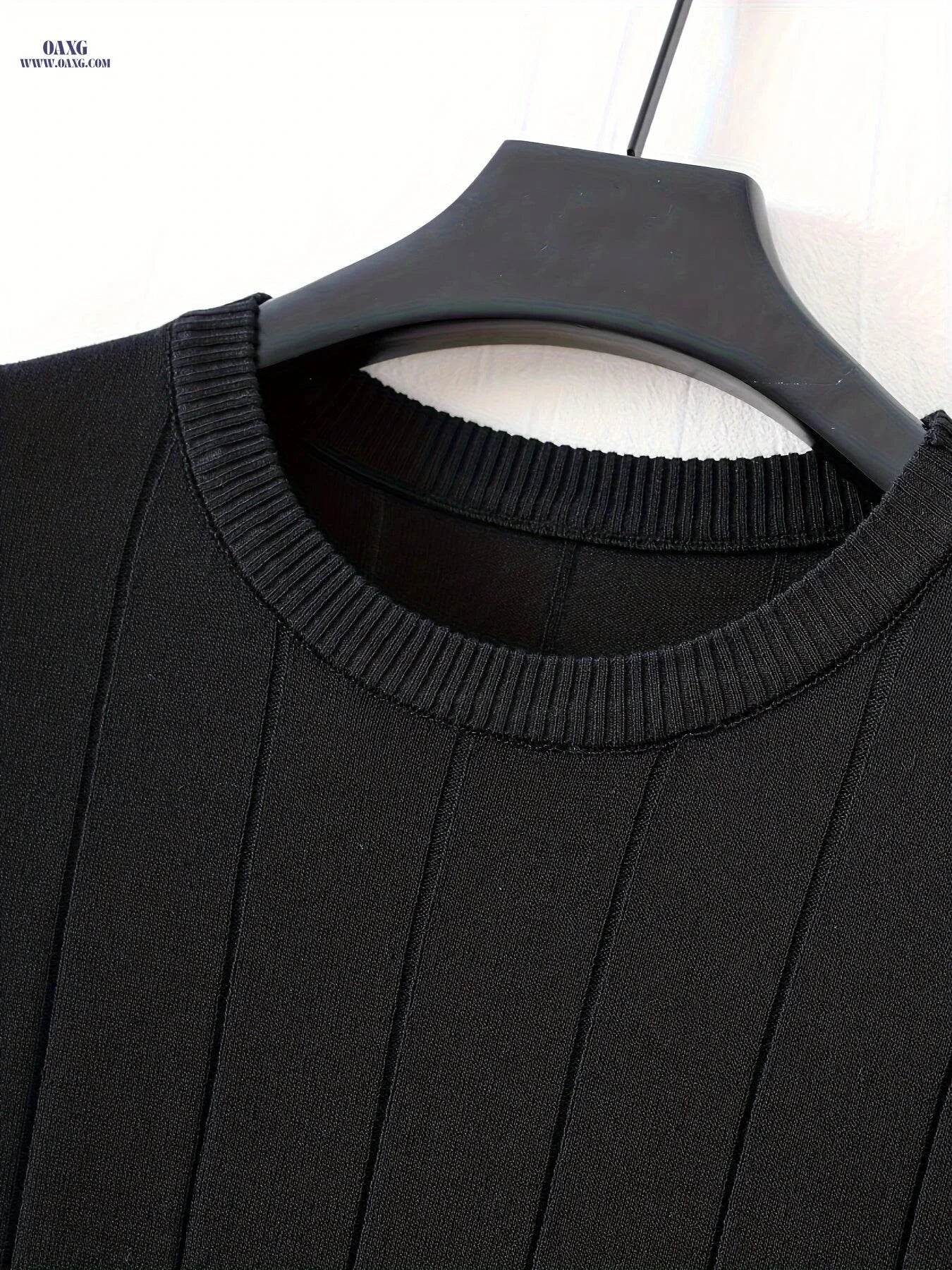 Men's Casual Short-Sleeve Knit Pullover - Textured Viscose for Summer   OAXG Black / FR S