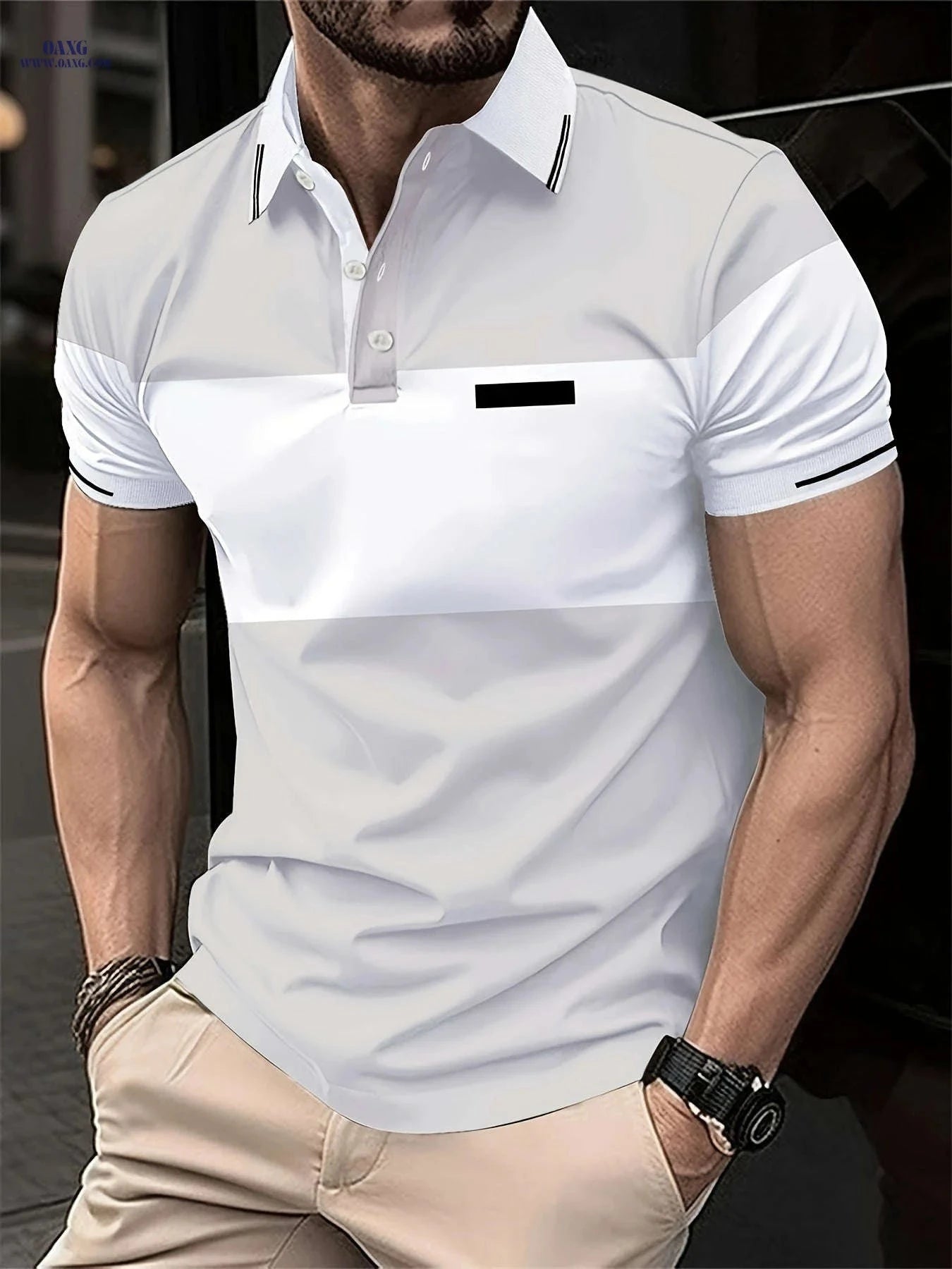 Men's Casual Short Sleeve Polo Shirt - Comfortable Summer Style   OAXG 