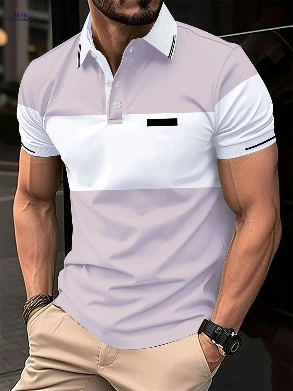 Men's Casual Short Sleeve Polo Shirt - Comfortable Summer Style   OAXG 