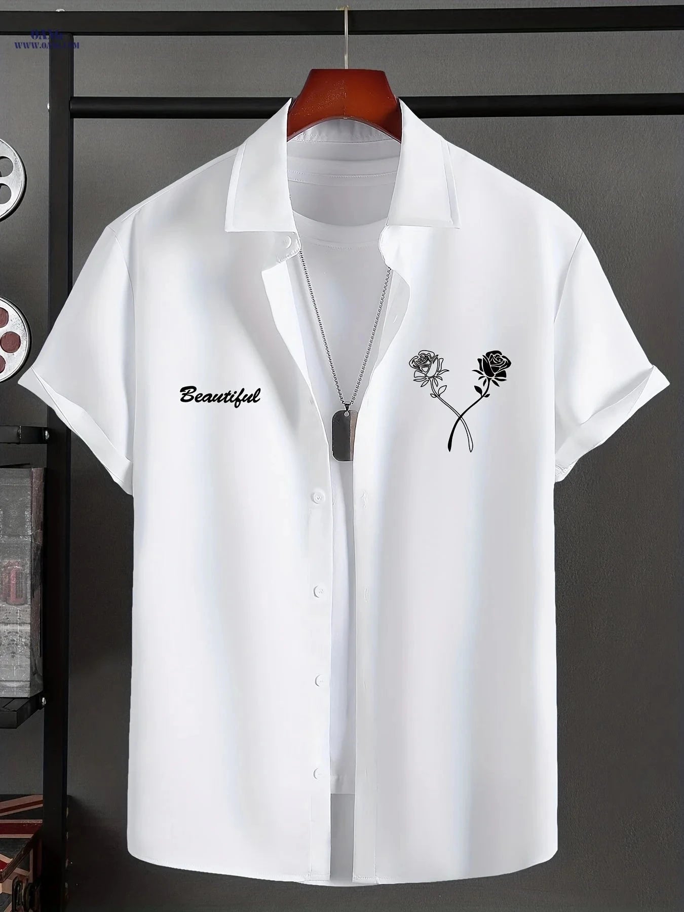 Men's Casual Short-Sleeve Print Shirt - Summer Lapel Style Top   OAXG 