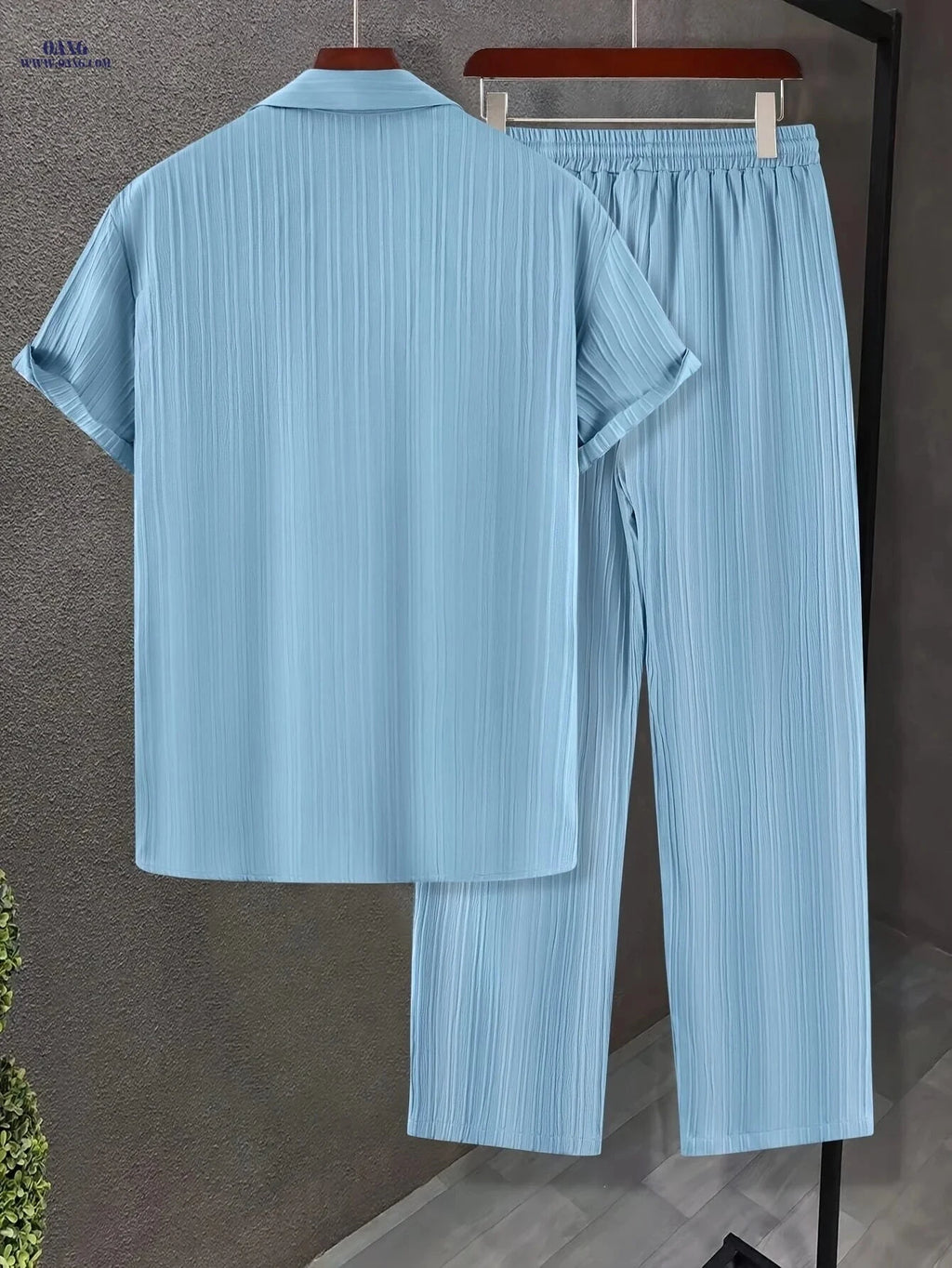 Men's Casual Short-Sleeve Shirt & Drawstring Pants Set - Summer Style   OAXG 