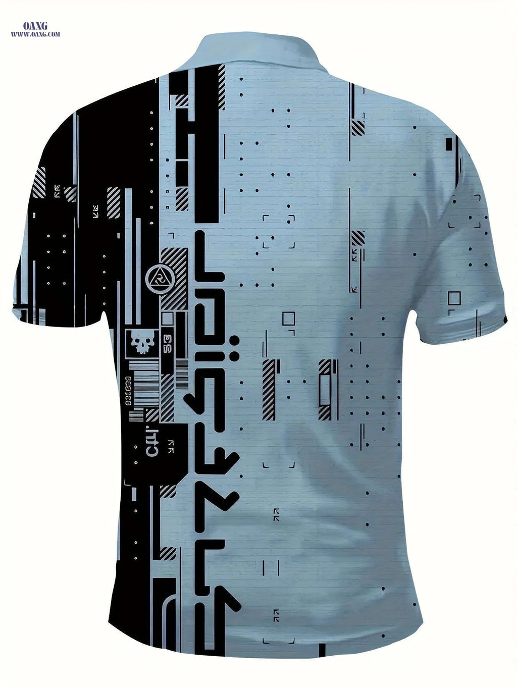 Men's Casual Short Sleeve Shirt - Irregular Geometric Print, Polyester   OAXG 
