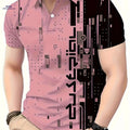 Men's Casual Short Sleeve Shirt - Irregular Geometric Print, Polyester   OAXG Peach / FR S