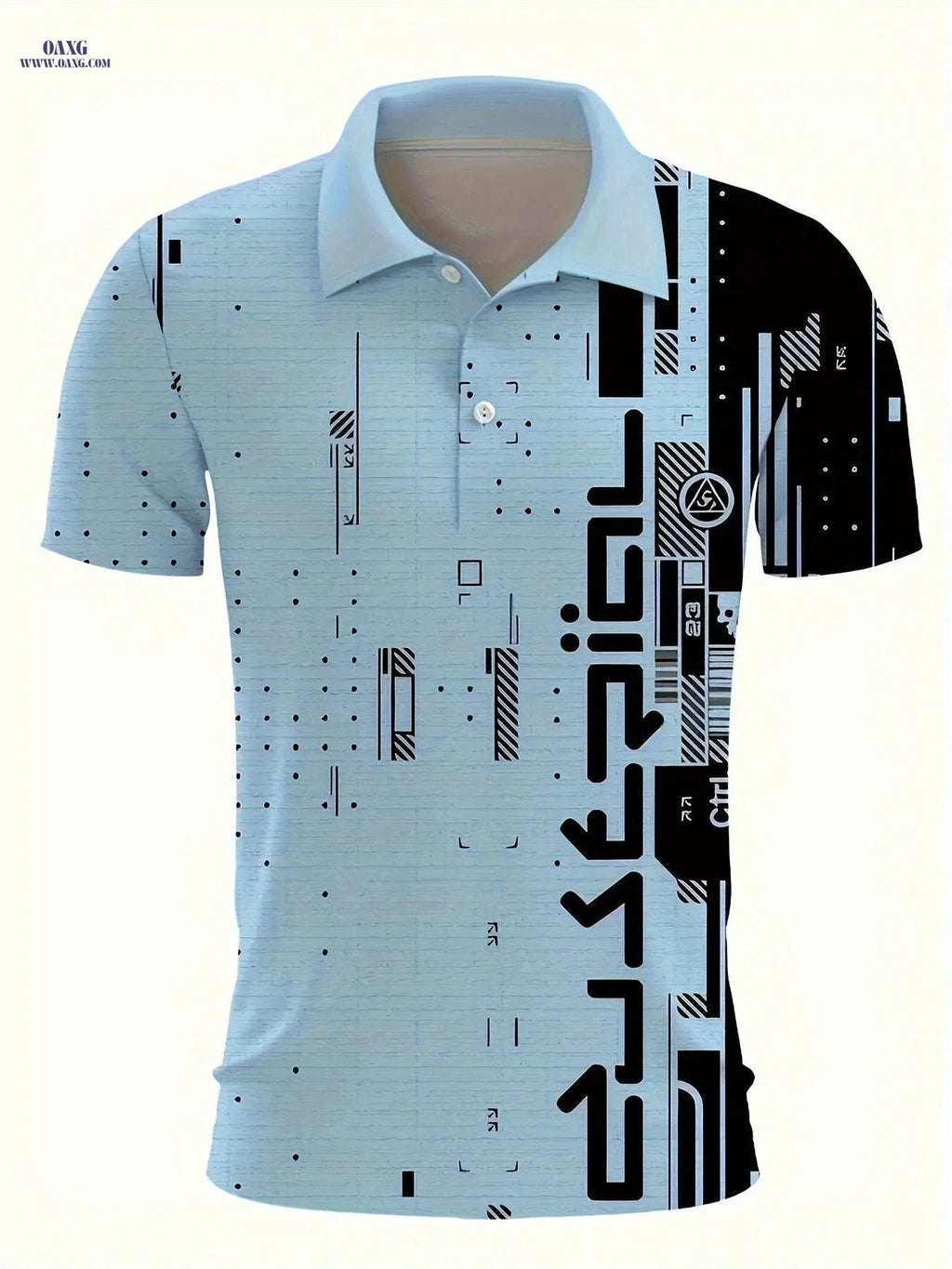 Men's Casual Short Sleeve Shirt - Irregular Geometric Print, Polyester   OAXG Peach / FR S