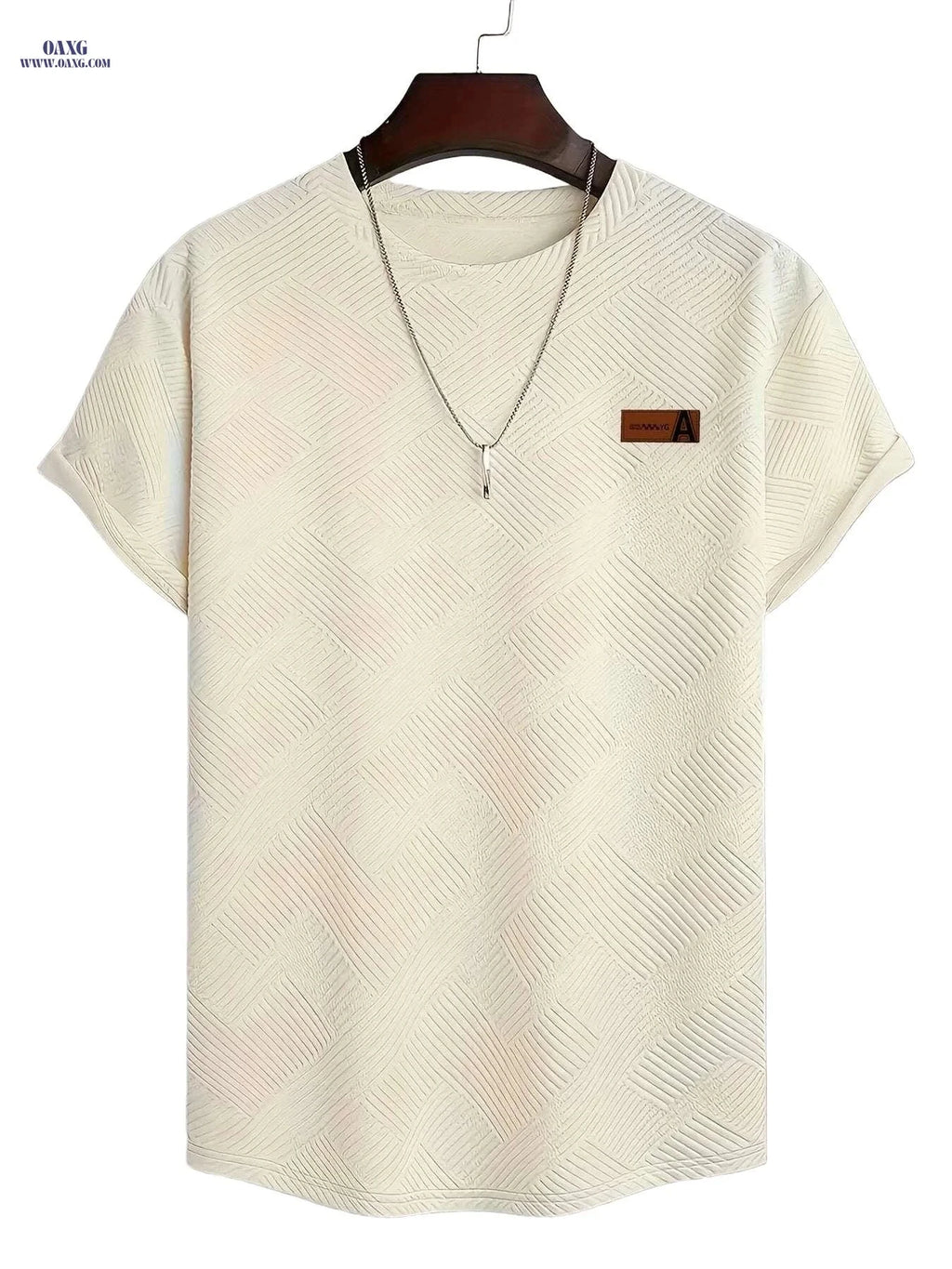 Men's Casual Short-Sleeve T-Shirt - 100% Polyester with Patterns   OAXG Apricot / S