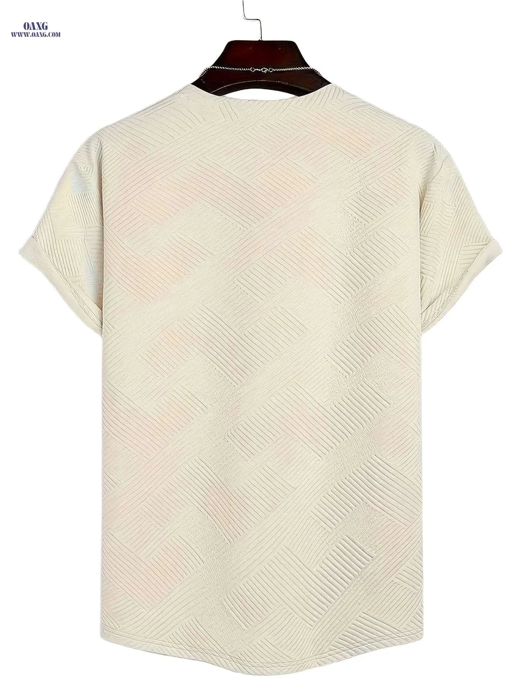 Men's Casual Short-Sleeve T-Shirt - 100% Polyester with Patterns   OAXG Apricot / S