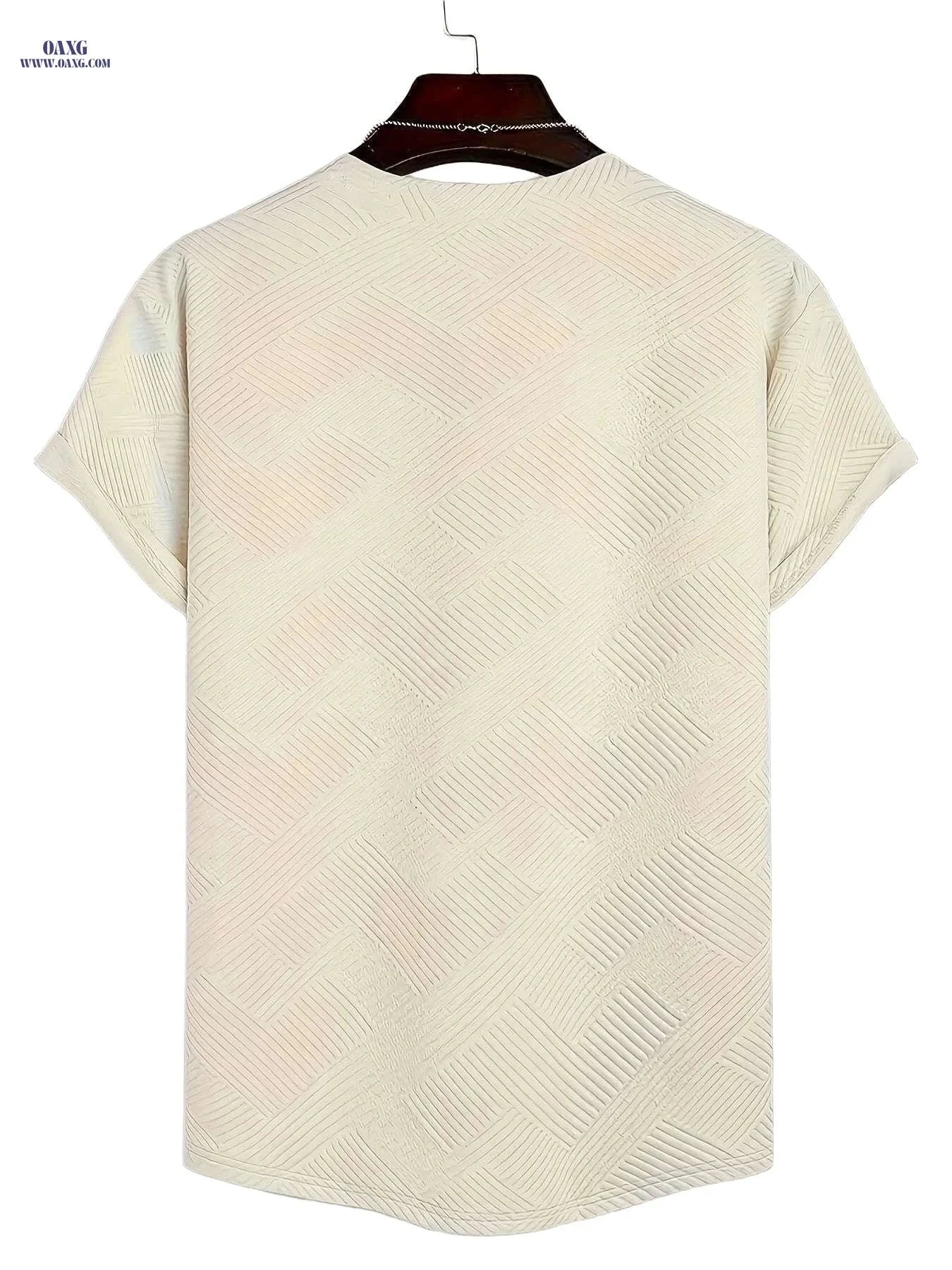 Men's Casual Short-Sleeve T-Shirt - 100% Polyester with Patterns   OAXG Apricot / S