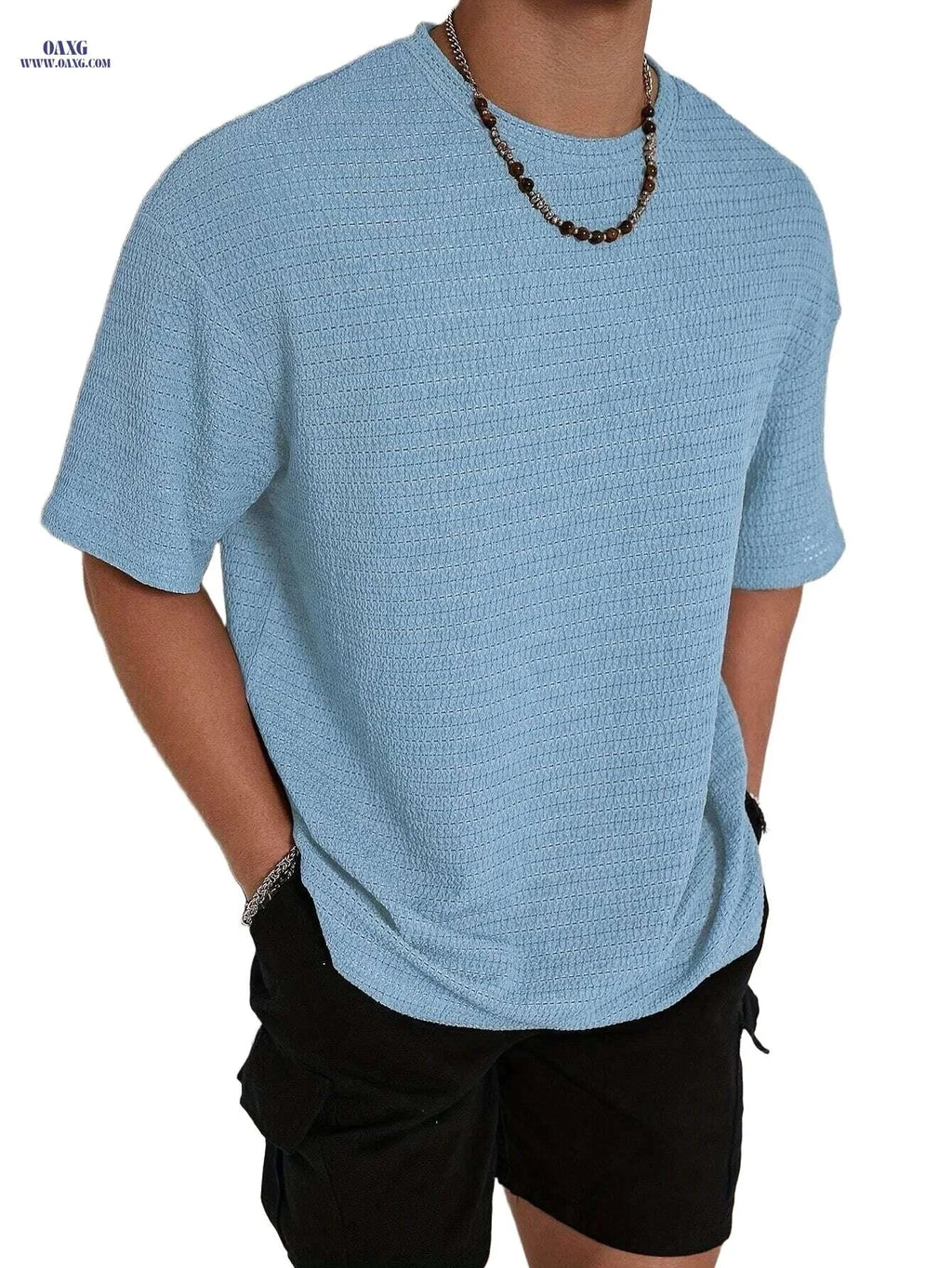 Men's Casual Short Sleeve T-Shirt - Loose Fit for Summer Comfort   OAXG Khaki / S