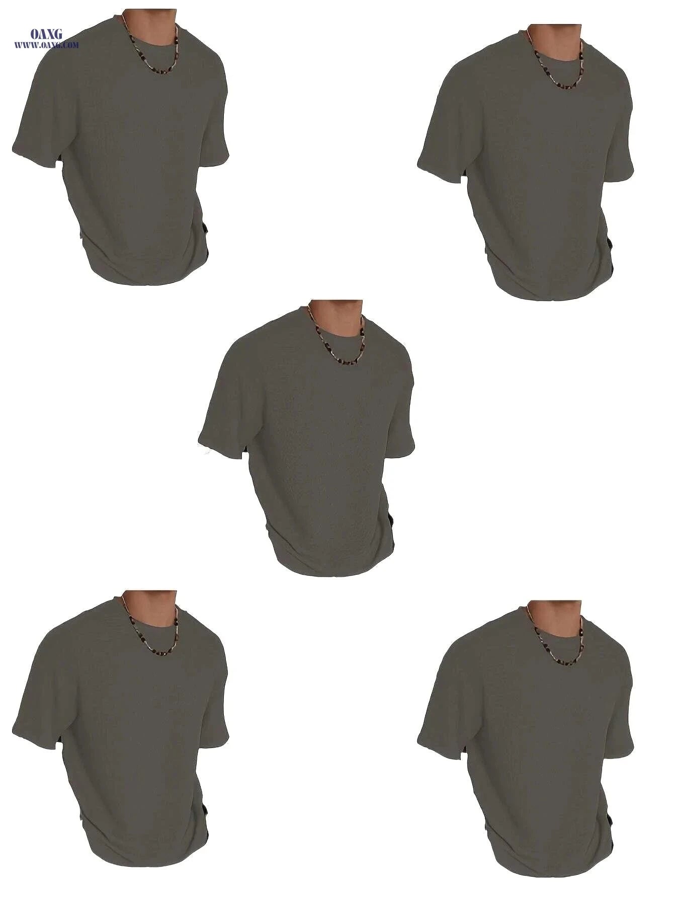 Men's Casual Short Sleeve T-Shirt - Loose Fit for Summer Comfort   OAXG Khaki / S