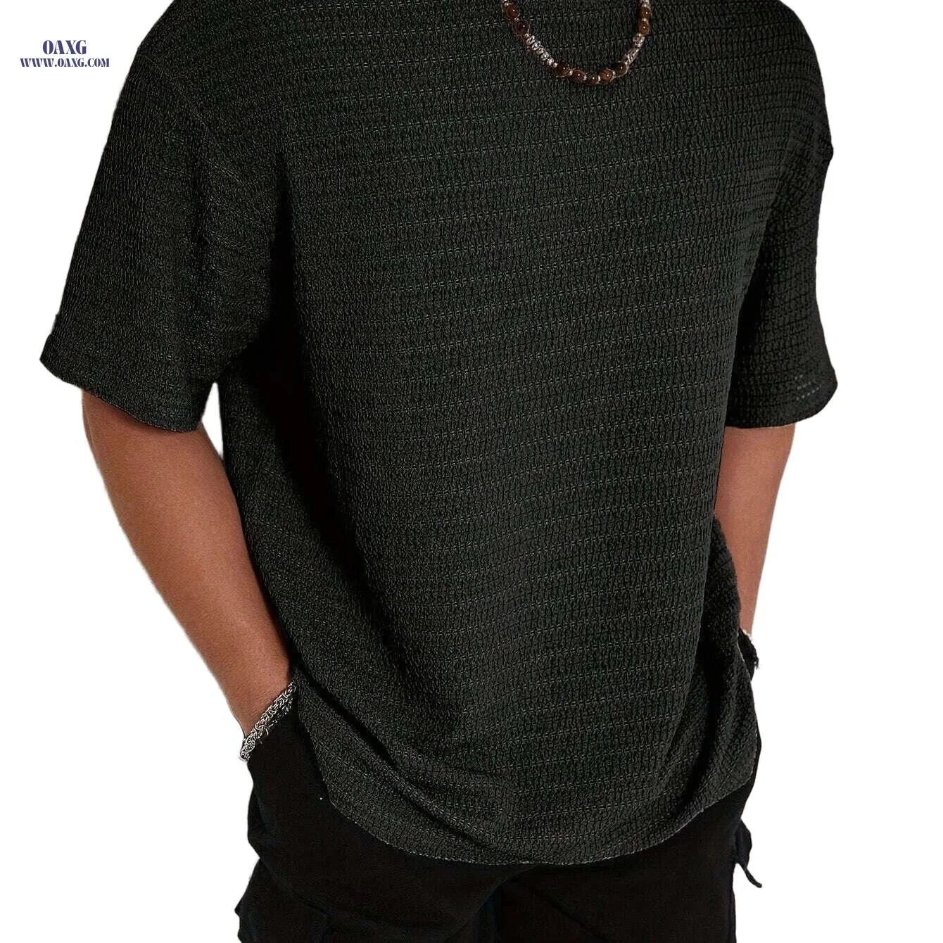 Men's Casual Short Sleeve T-Shirt - Loose Fit for Summer Comfort   OAXG Khaki / S