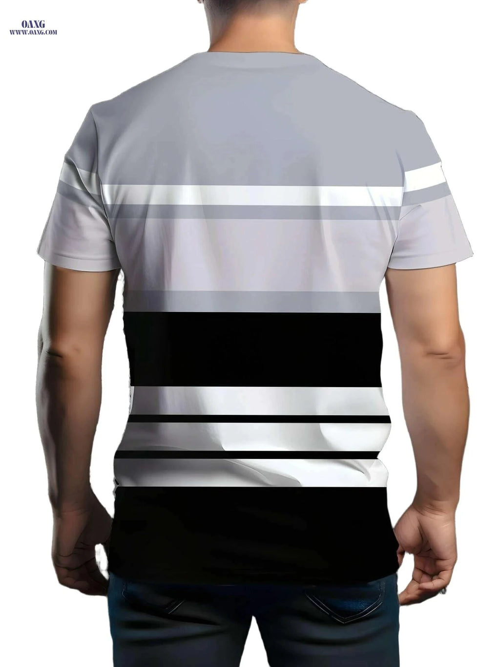 Men's Casual Short Sleeve T-Shirt - Striped Mountain Graphic Tee   OAXG Deep Red / S