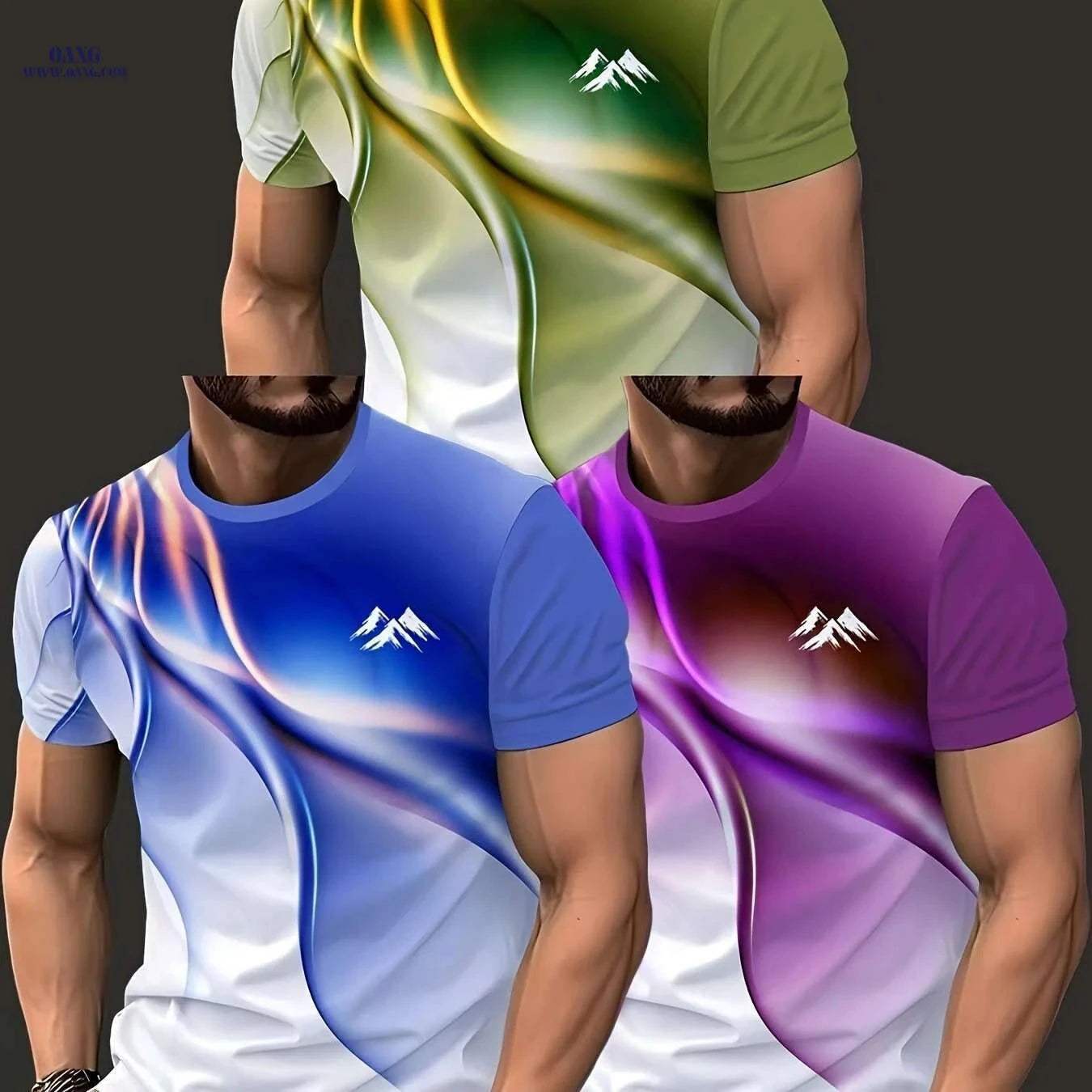 Men's Casual Short Sleeve T-Shirts - Vibrant Geometric Bird Design   OAXG Mixed Color / S
