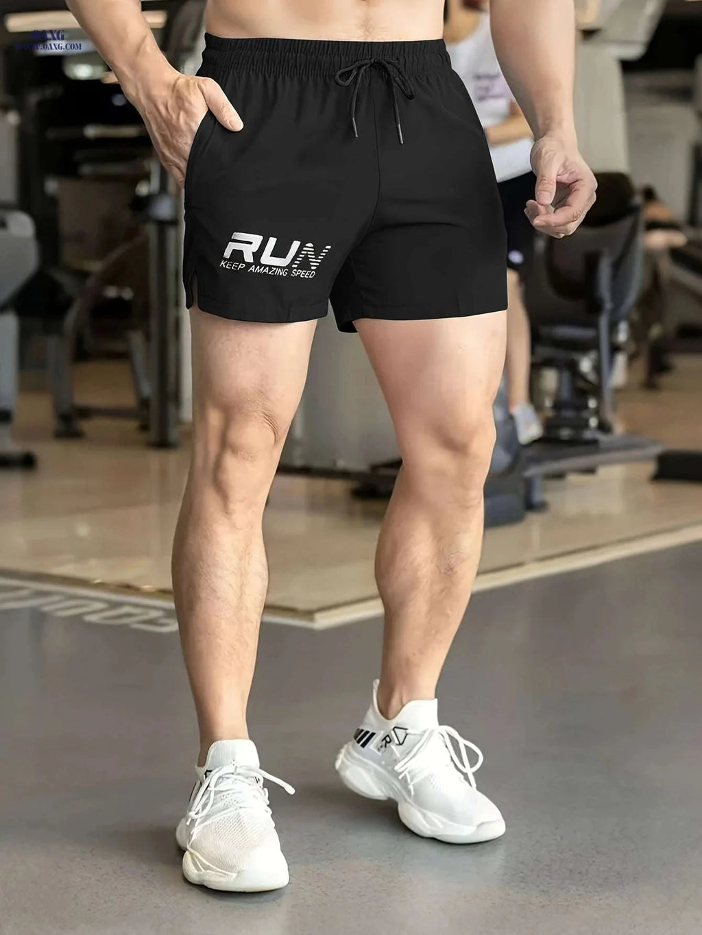 Men’s Casual Shorts with Drawstring - Perfect for Running and Fitness   OAXG Black / FR XS