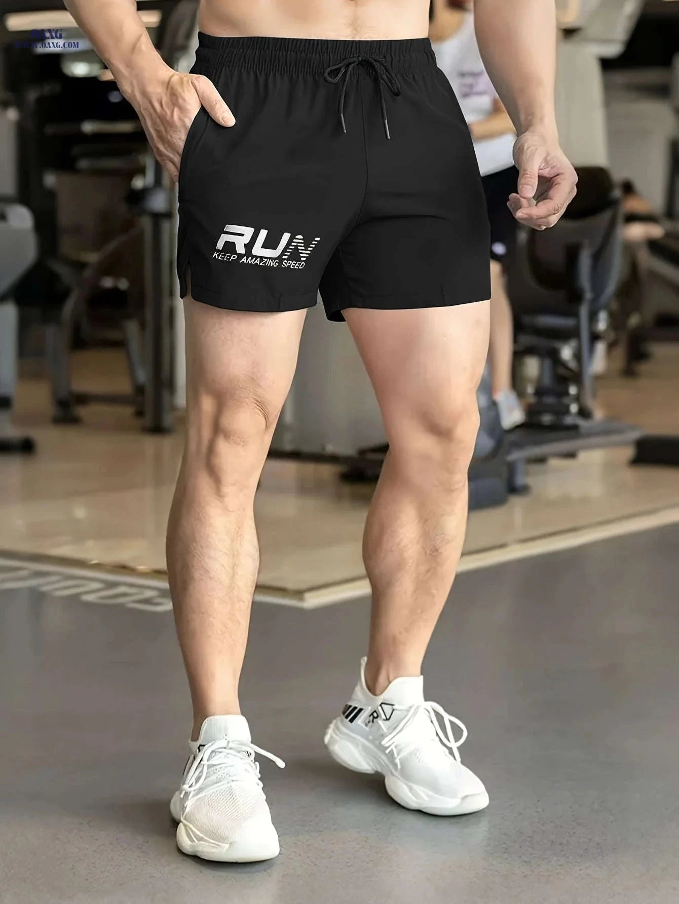 Men’s Casual Shorts with Drawstring - Perfect for Running and Fitness   OAXG Black / FR XS